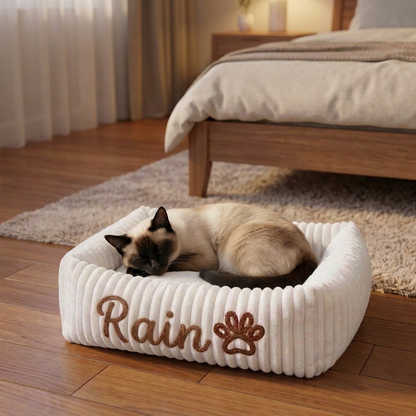 Personalisiertes, flauschiges Wolken-Katzenbett mit weicher Umrandung