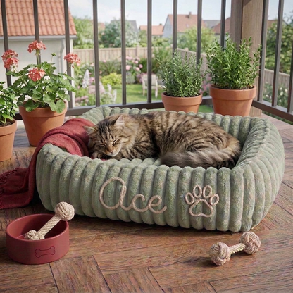 Personalisiertes, flauschiges Wolken-Katzenbett mit weicher Umrandung