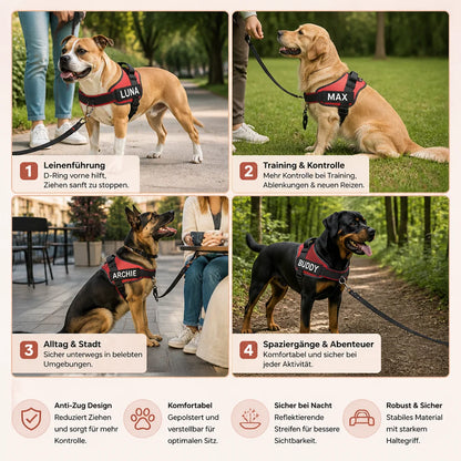 Personalisiertes Anti-Zug-Hundegeschirr mit vorderem D-Ring – zur Entlastung von Nacken und Schultern entwickelt