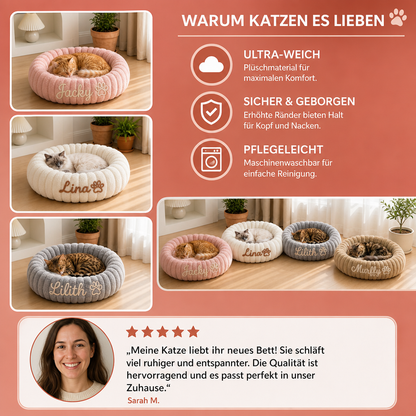 Personalisiertes Rundes flauschiges Katzenbett