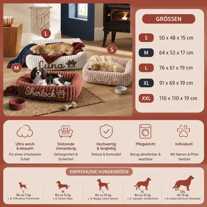 Personalisiertes, flauschiges Wolken-Hundebett mit weicher Umrandung