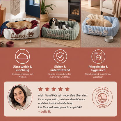 Personalisiertes, flauschiges Wolken-Hundebett mit weicher Umrandung