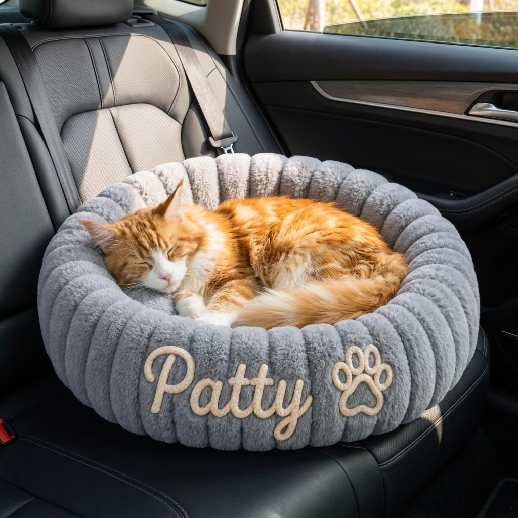 Personalisiertes Rundes flauschiges Katzenbett