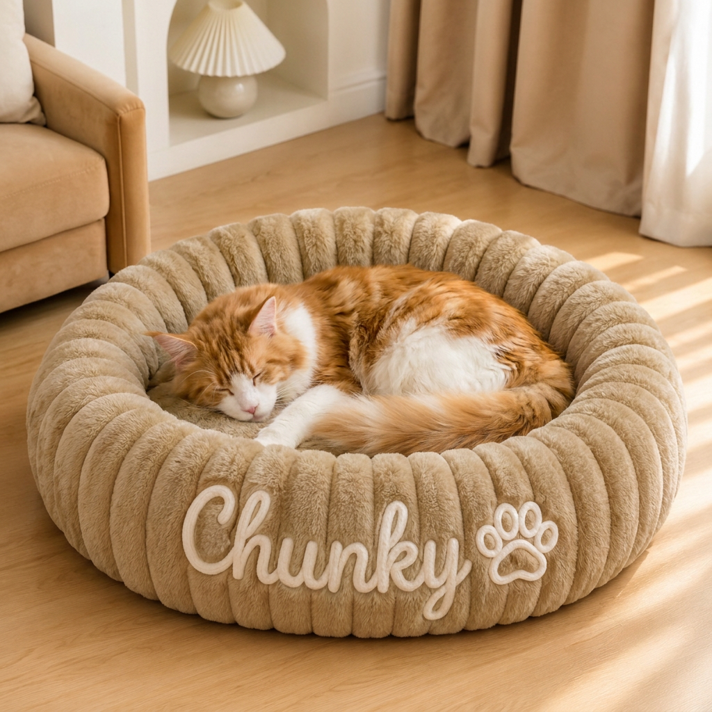 Personalisiertes Rundes flauschiges Katzenbett