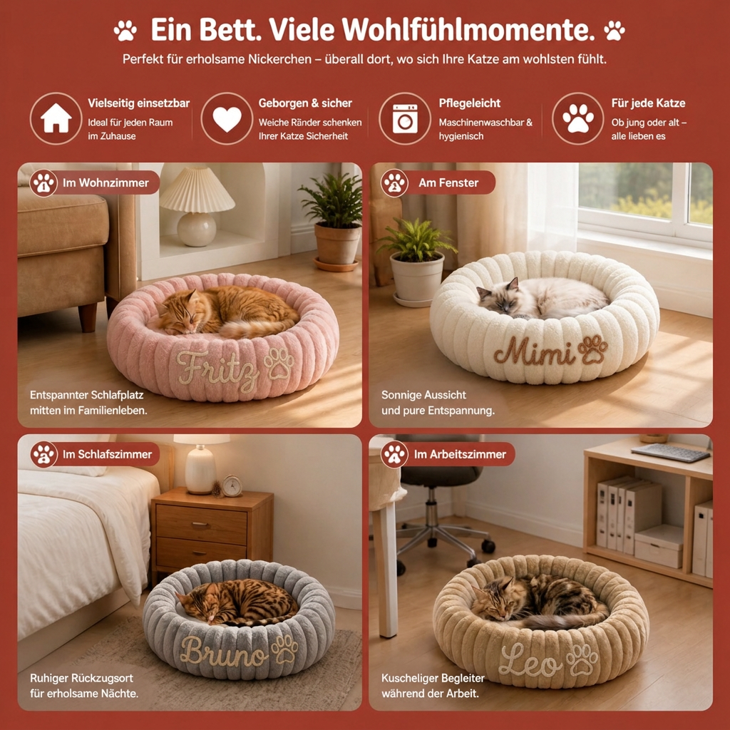 Personalisiertes Rundes flauschiges Katzenbett