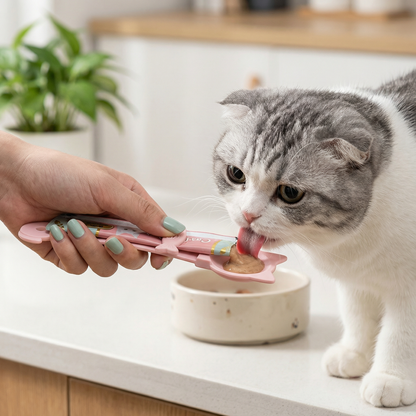 Leckerlöffel für Katzen – Nassfutter- & Snackspender mit langem Griff