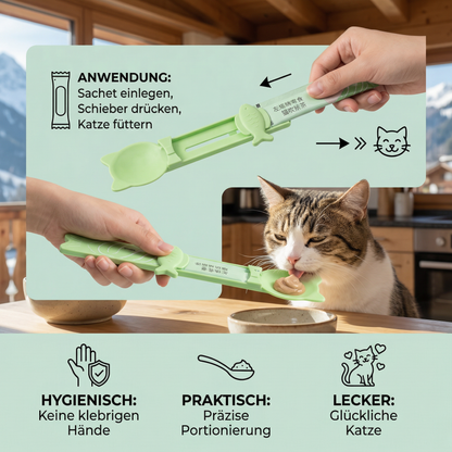 Leckerlöffel für Katzen – Nassfutter- & Snackspender mit langem Griff