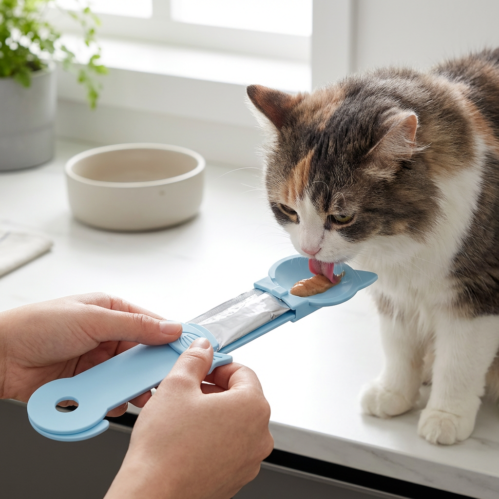 Leckerlöffel für Katzen – Nassfutter- & Snackspender mit langem Griff