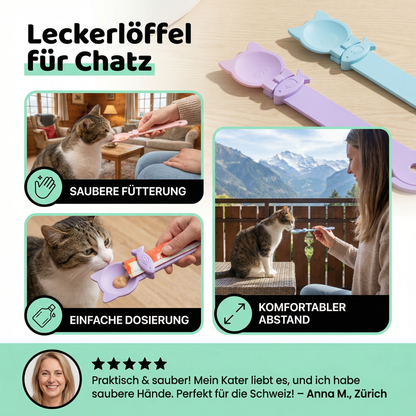 Leckerlöffel für Katzen – Nassfutter- & Snackspender mit langem Griff