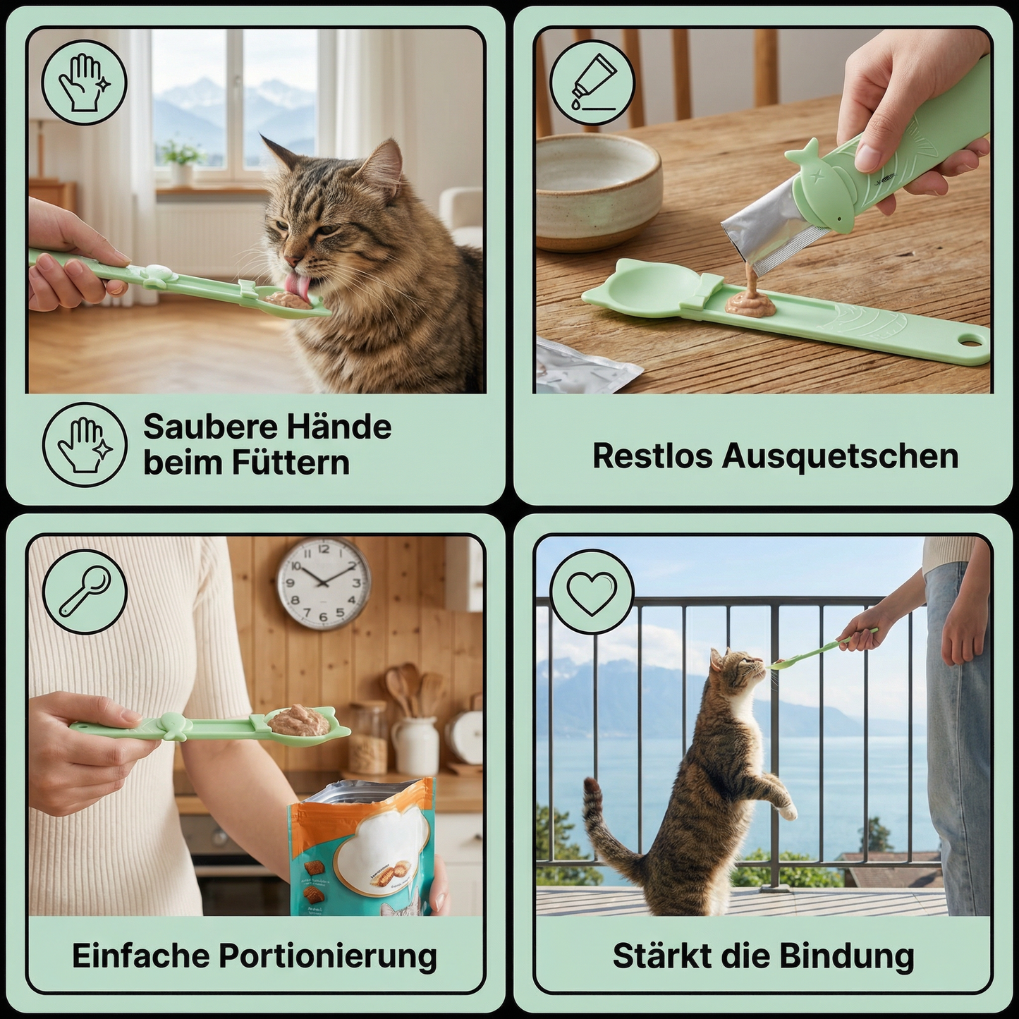 Leckerlöffel für Katzen – Nassfutter- & Snackspender mit langem Griff