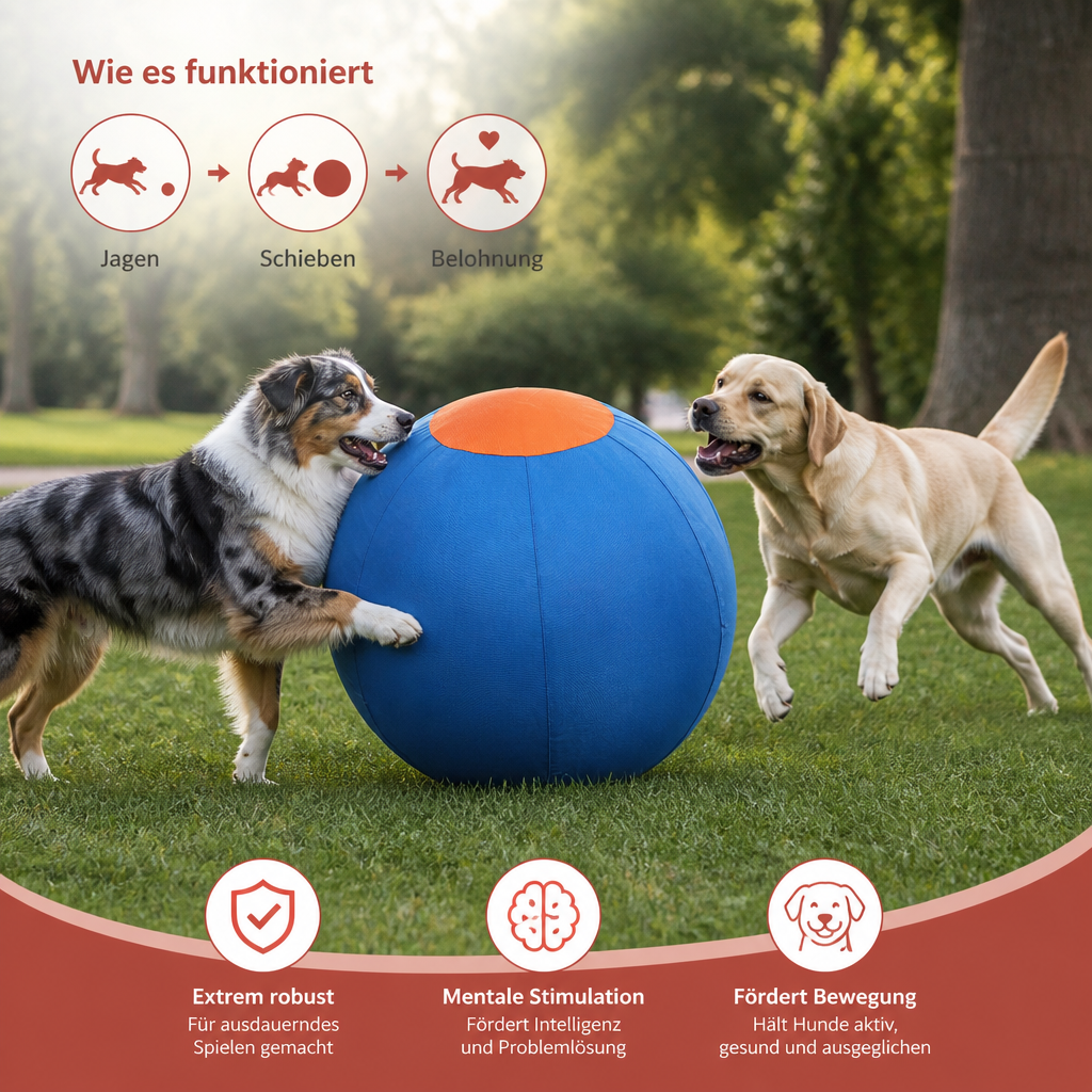 Aufblasbarer, bissfester Hüteball für Hunde – strapazierfähiges, interaktives Spielzeug zum Schieben und Hinterherjagen