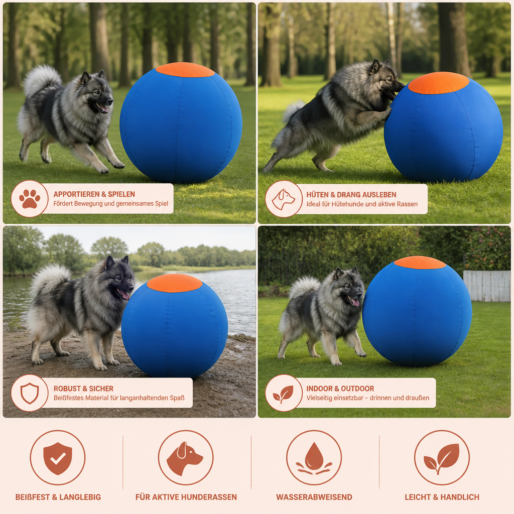 Aufblasbarer, bissfester Hüteball für Hunde – strapazierfähiges, interaktives Spielzeug zum Schieben und Hinterherjagen