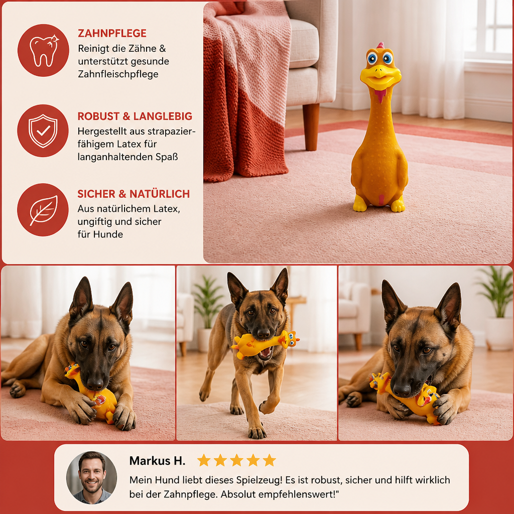 Robustes Hundekauspielzeug aus Naturlatex zur Zahnreinigung