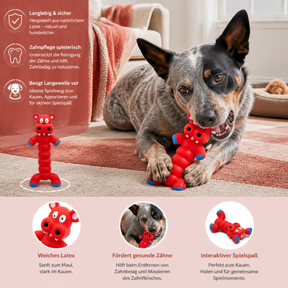 Robustes Hundekauspielzeug aus Naturlatex zur Zahnreinigung