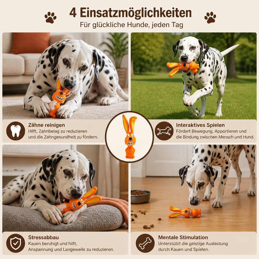 Robustes Hundekauspielzeug aus Naturlatex zur Zahnreinigung