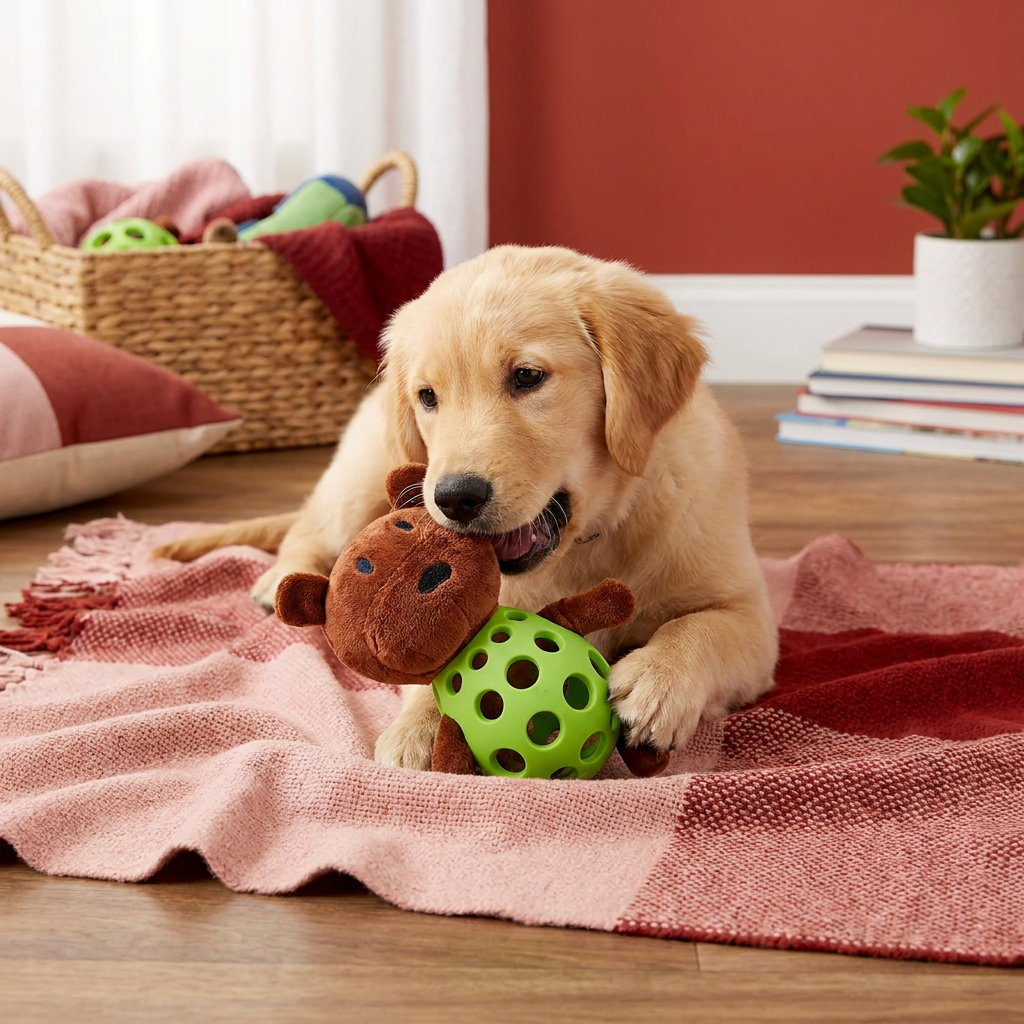 2-in-1-Bären-Hundespielzeug – Quietschendes Plüschtier & Zahnpflege-Kauspielball