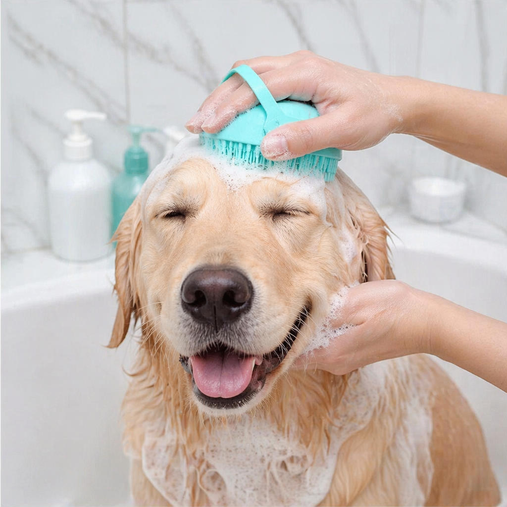 Praktische 2-in-1 Profi Hundebadebürste – Tiefenreinigung & Massage in einem Schritt