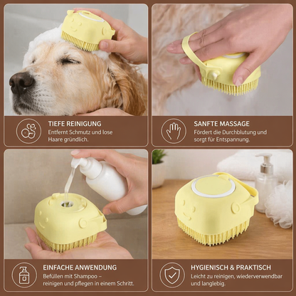 Praktische 2-in-1 Profi Hundebadebürste – Tiefenreinigung & Massage in einem Schritt
