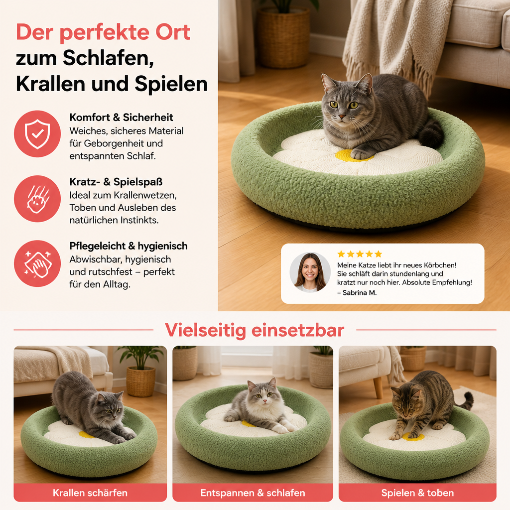 Blumen-Kratzbaum für Katzen – Gemütliche 2-in-1-Kratz-Lounge
