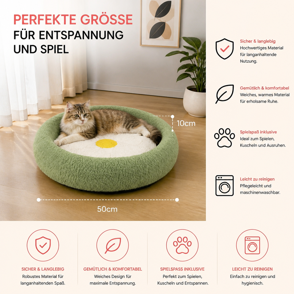 Blumen-Kratzbaum für Katzen – Gemütliche 2-in-1-Kratz-Lounge