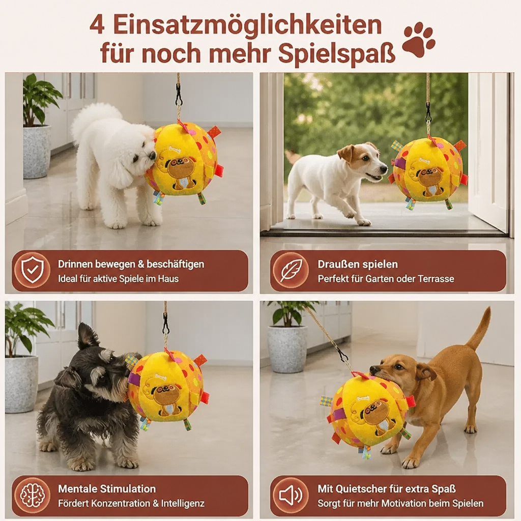 Interaktives hängendes Hundespielzeug mit elastischem Spielseil und Haken