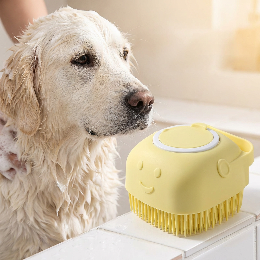 Praktische 2-in-1 Profi Hundebadebürste – Tiefenreinigung & Massage in einem Schritt