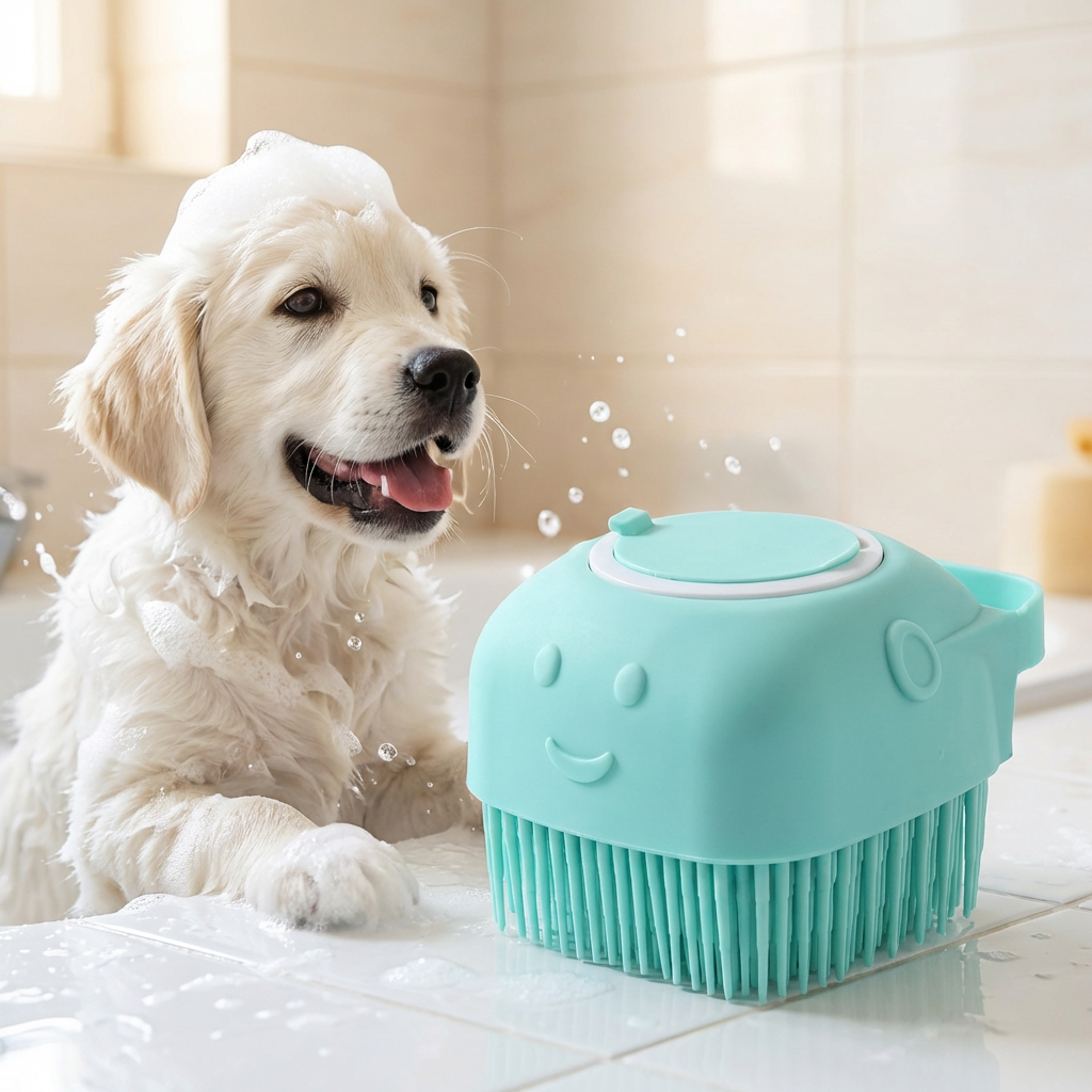 Praktische 2-in-1 Profi Hundebadebürste – Tiefenreinigung & Massage in einem Schritt