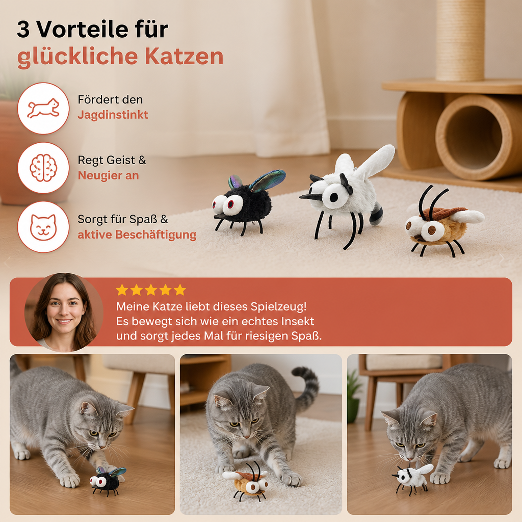 Bewegungsaktiviertes fliegendes Insektenspielzeug für Katzen