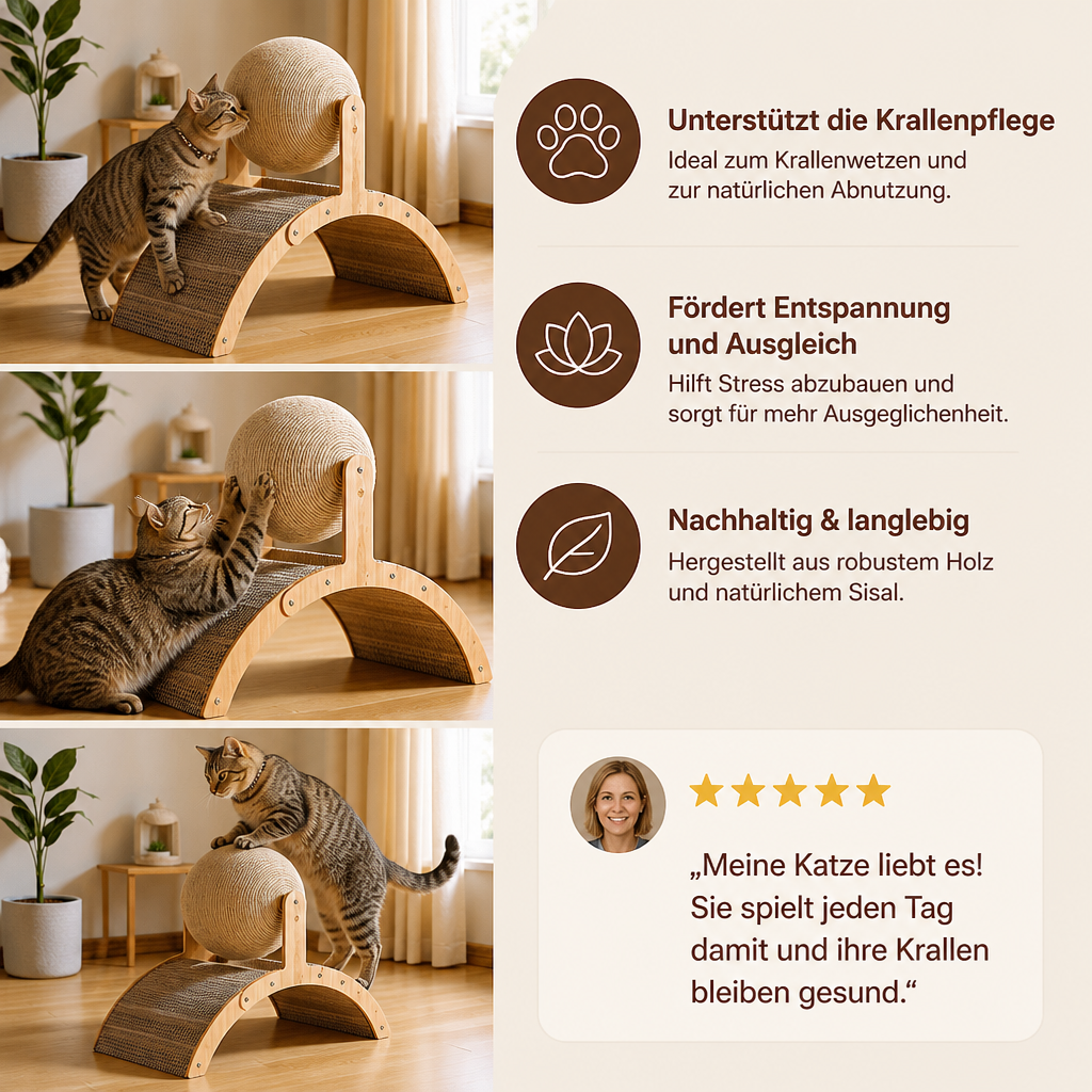 Interaktiver Riesenrad-Katzenkratzer mit drehbarem Juteball