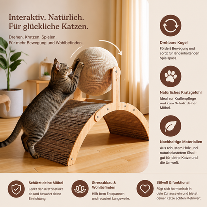 Interaktiver Riesenrad-Katzenkratzer mit drehbarem Juteball