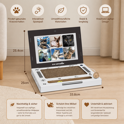 Laptop-Katzenkratzer aus Pappe & interaktives Spielzeug
