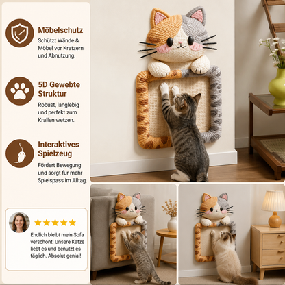 2-in-1 Gewebte selbstklebende Katzen-Kratzmatte & Möbelschutz mit interaktivem Spielzeug