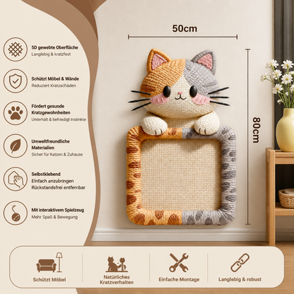2-in-1 Gewebte selbstklebende Katzen-Kratzmatte & Möbelschutz mit interaktivem Spielzeug