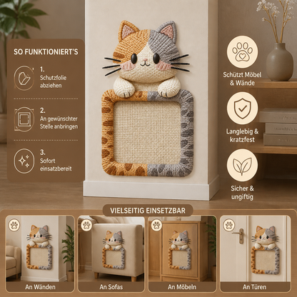 2-in-1 Gewebte selbstklebende Katzen-Kratzmatte & Möbelschutz mit interaktivem Spielzeug