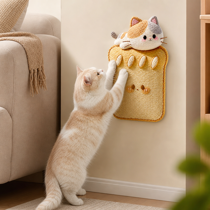 2-in-1 Gewebte selbstklebende Katzen-Kratzmatte & Möbelschutz mit interaktivem Spielzeug