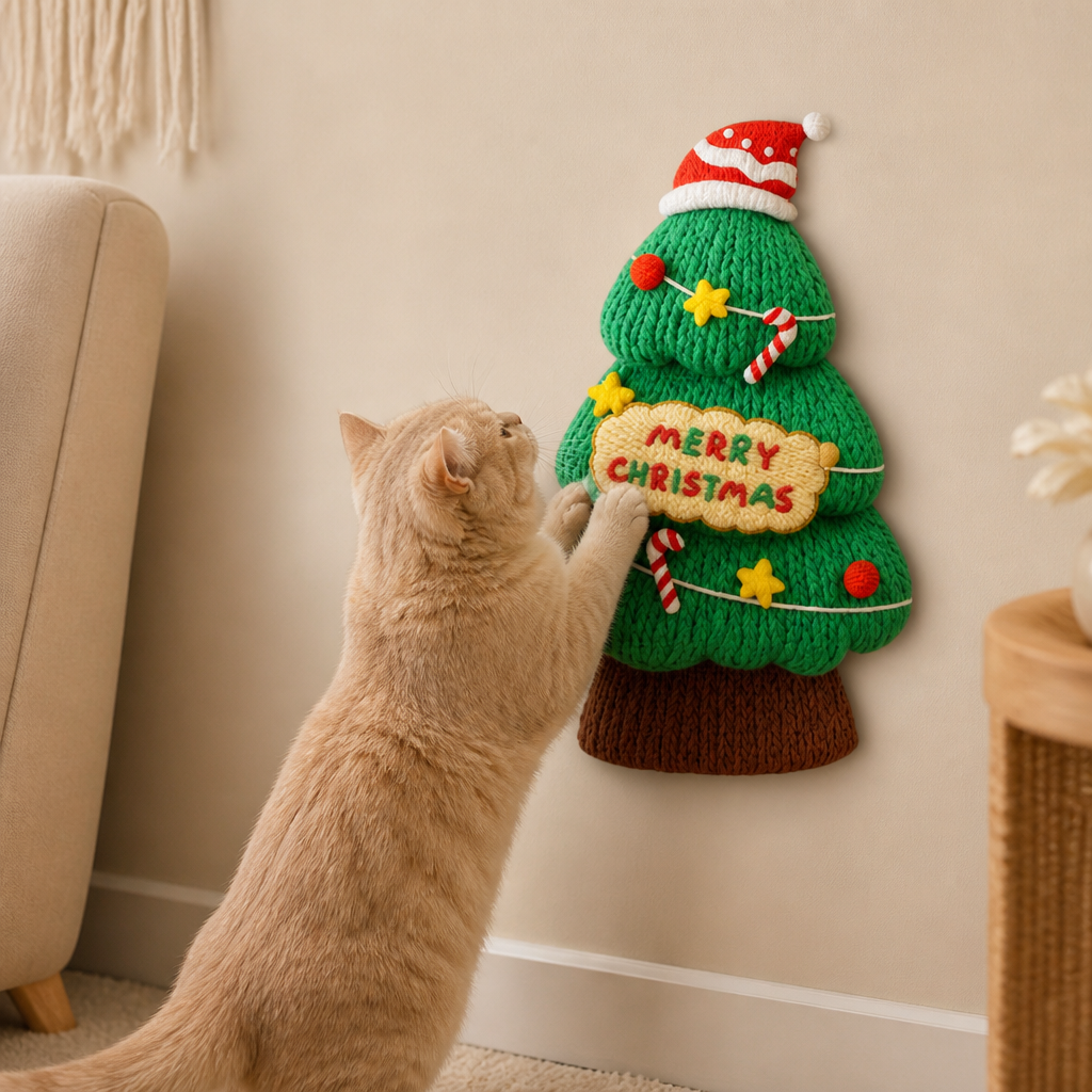 2-in-1 Gewebte selbstklebende Katzen-Kratzmatte & Möbelschutz mit interaktivem Spielzeug