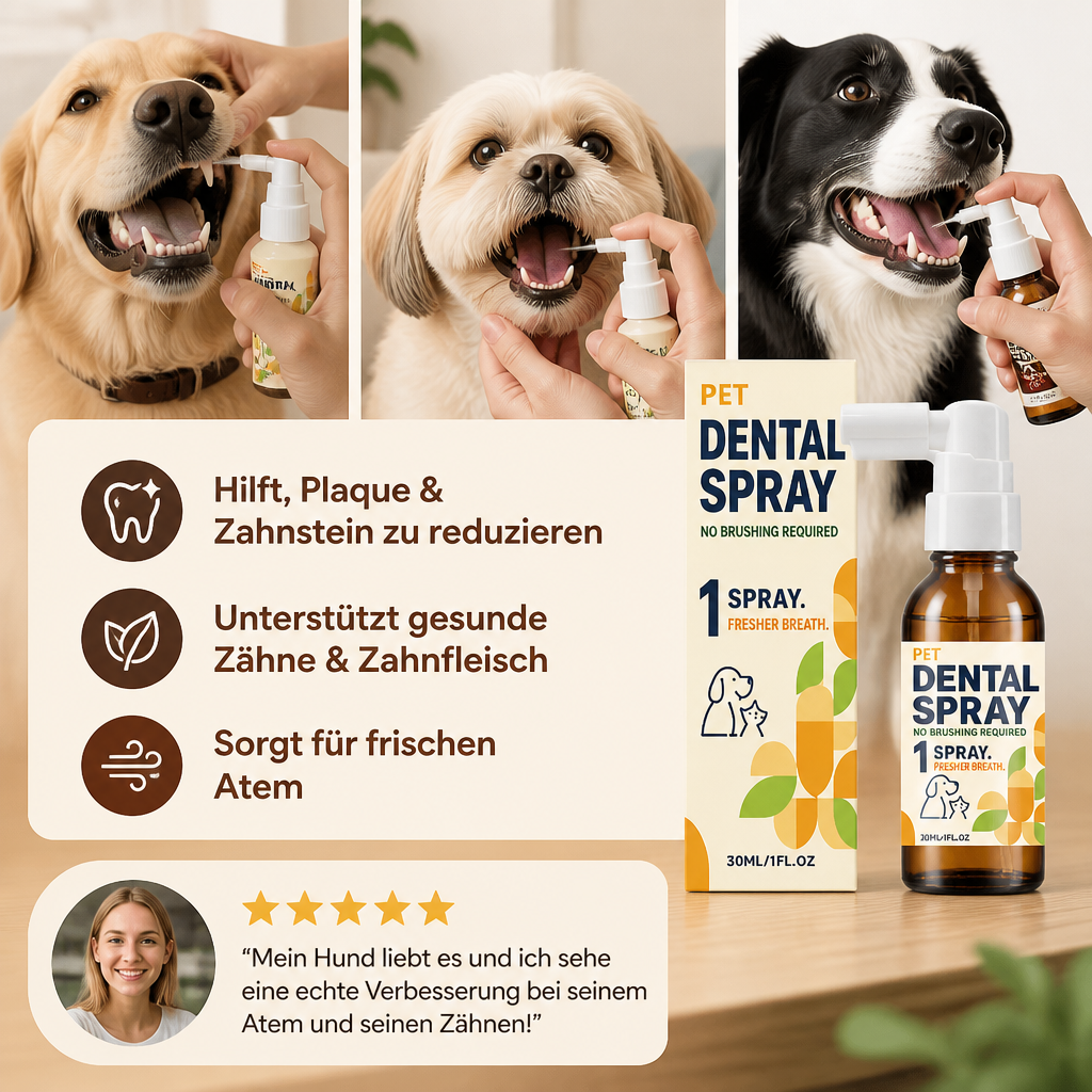 Zahnpflege-Spray gegen Zahnstein für Hunde – Hilft, Plaque zu reduzieren & den Atem zu erfrischen