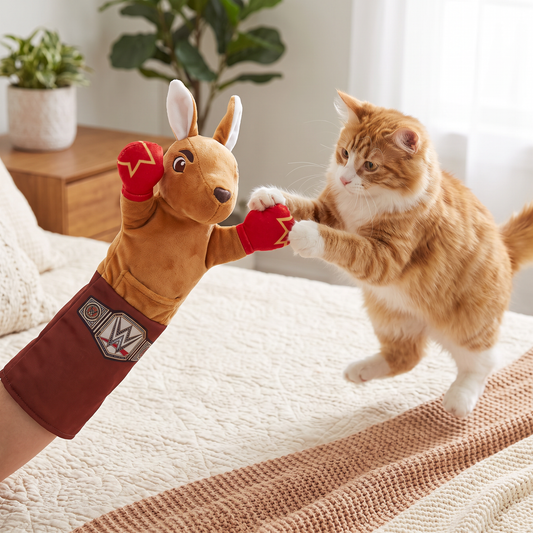 Interaktives Känguru-Box-Handpuppen-Spielzeug für Katzen