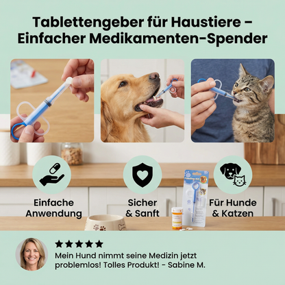 Tablettengeber für Haustiere – Einfacher Medikamenten-Spender für Hunde & Katzen