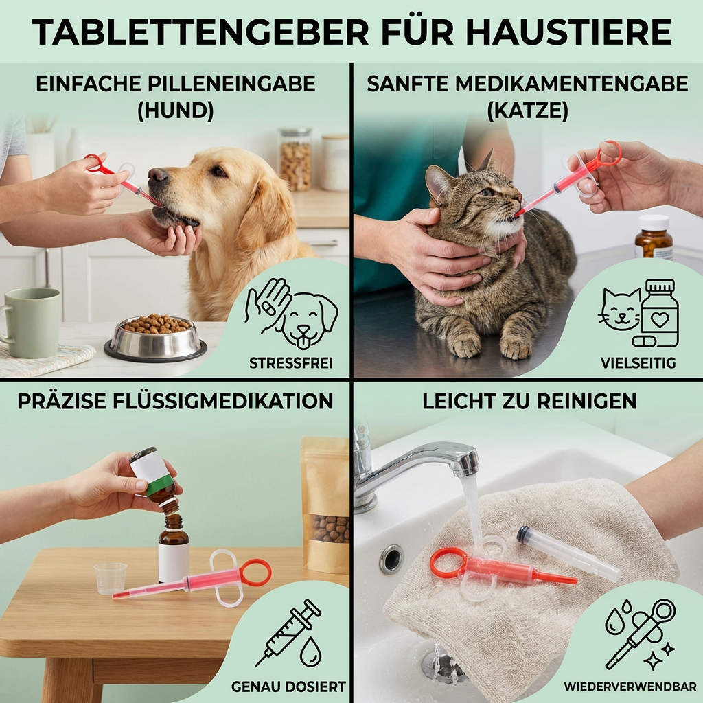Tablettengeber für Haustiere – Einfacher Medikamenten-Spender für Hunde & Katzen