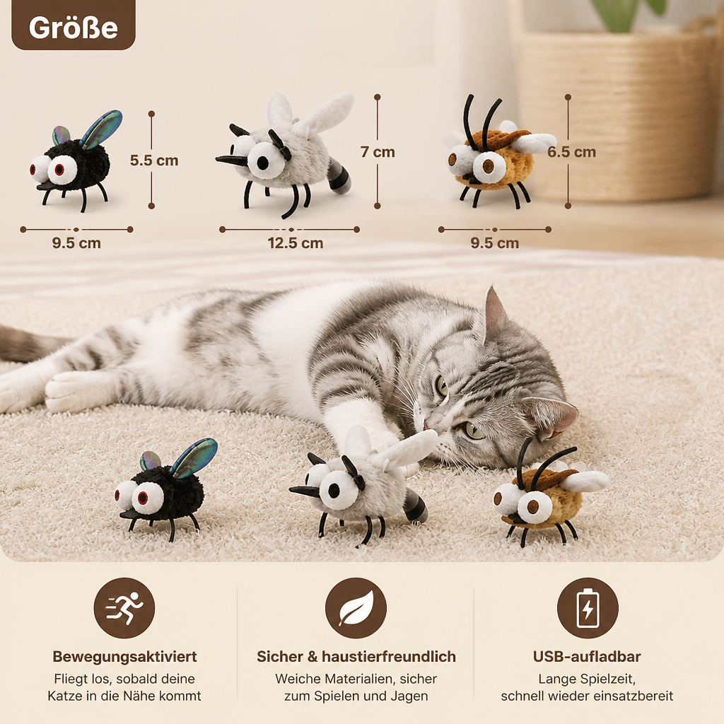 Bewegungsaktiviertes fliegendes Insektenspielzeug für Katzen