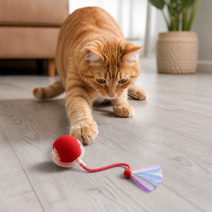 Verbesserter „Smart Rolling Cat Ball“ – strapazierfähiges interaktives Spielzeug mit Netzschwanz