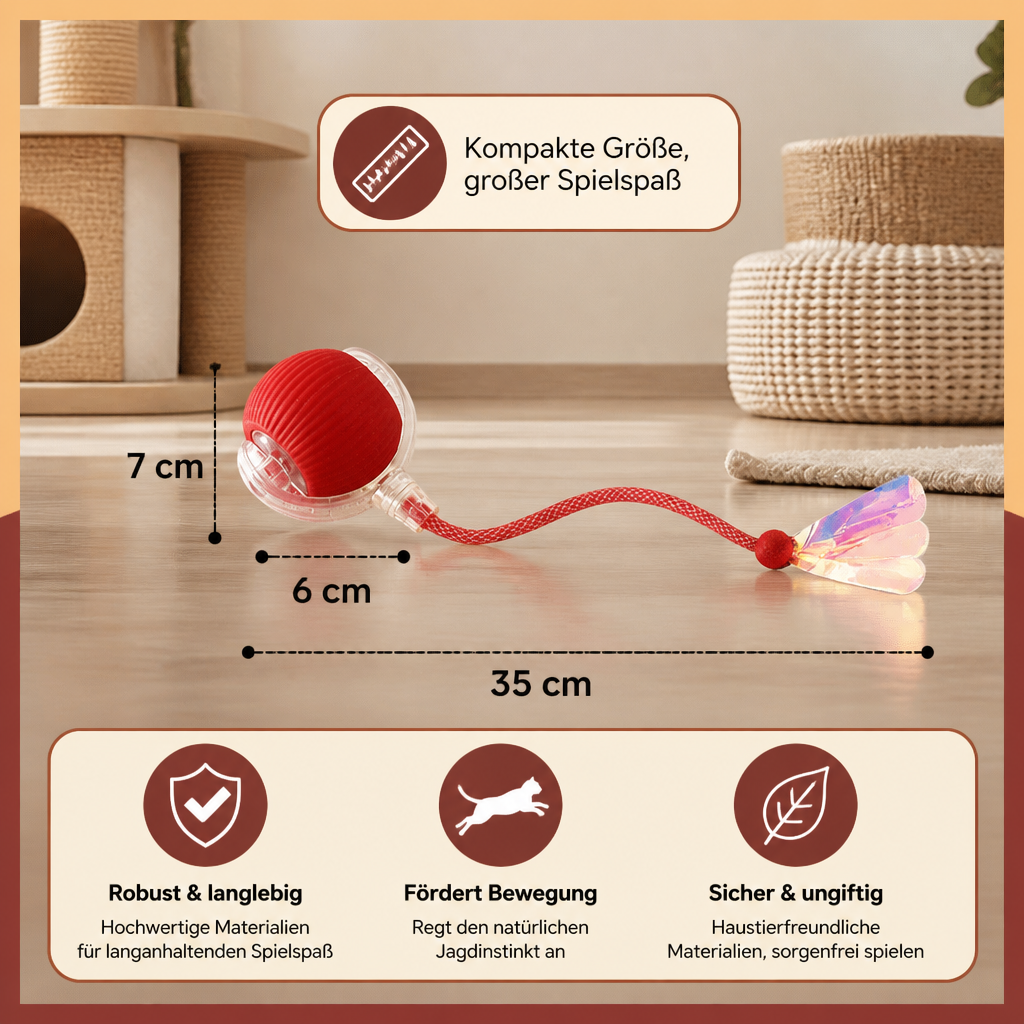 Verbesserter „Smart Rolling Cat Ball“ – strapazierfähiges interaktives Spielzeug mit Netzschwanz