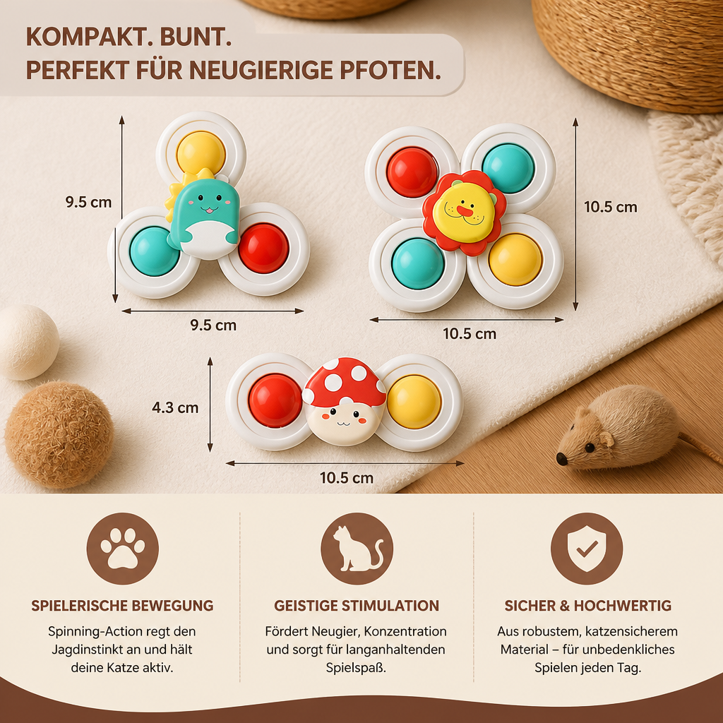 Interaktive, sich drehende Katzenspielzeuge – 3er-Set