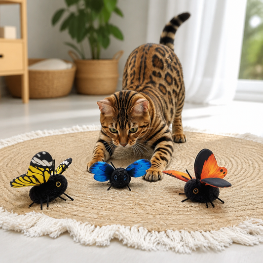Interaktives flatterndes Schmetterlings-Katzenspielzeug – Automatischer fliegender Teaser
