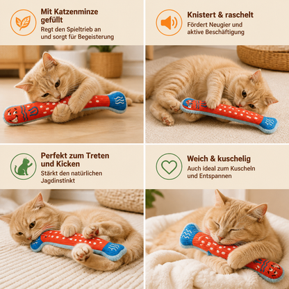 Katzenminze-Knistern-Kicker-Spielzeug – Plüsch-Katzenspielzeug zum Treten und Kuscheln