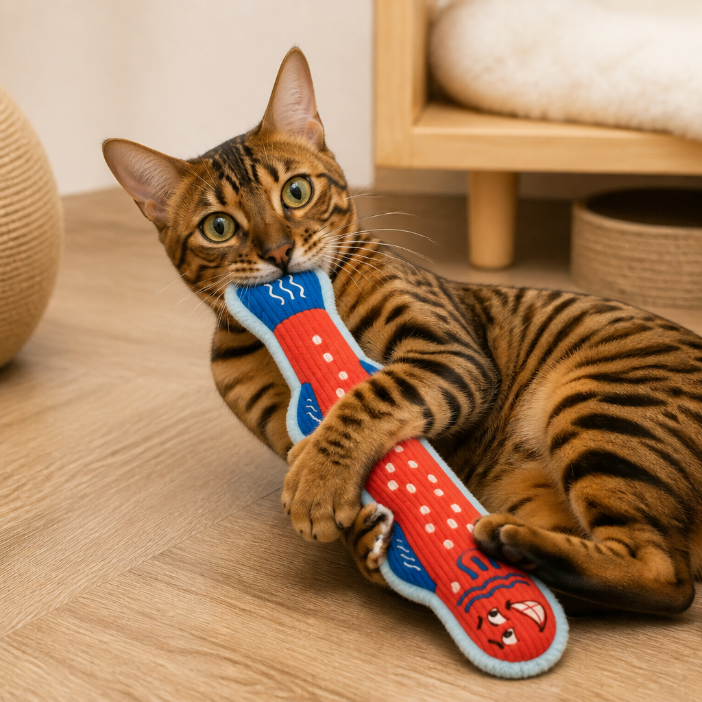 Katzenminze-Knistern-Kicker-Spielzeug – Plüsch-Katzenspielzeug zum Treten und Kuscheln