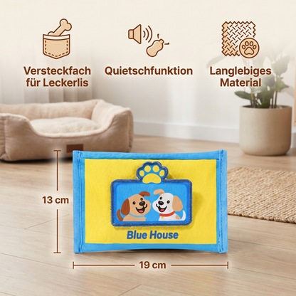 Langlebiges Schnüffelspielzeug für Hunde im Tuchbox Design – Mit Versteckfach & Quietschfunktion
