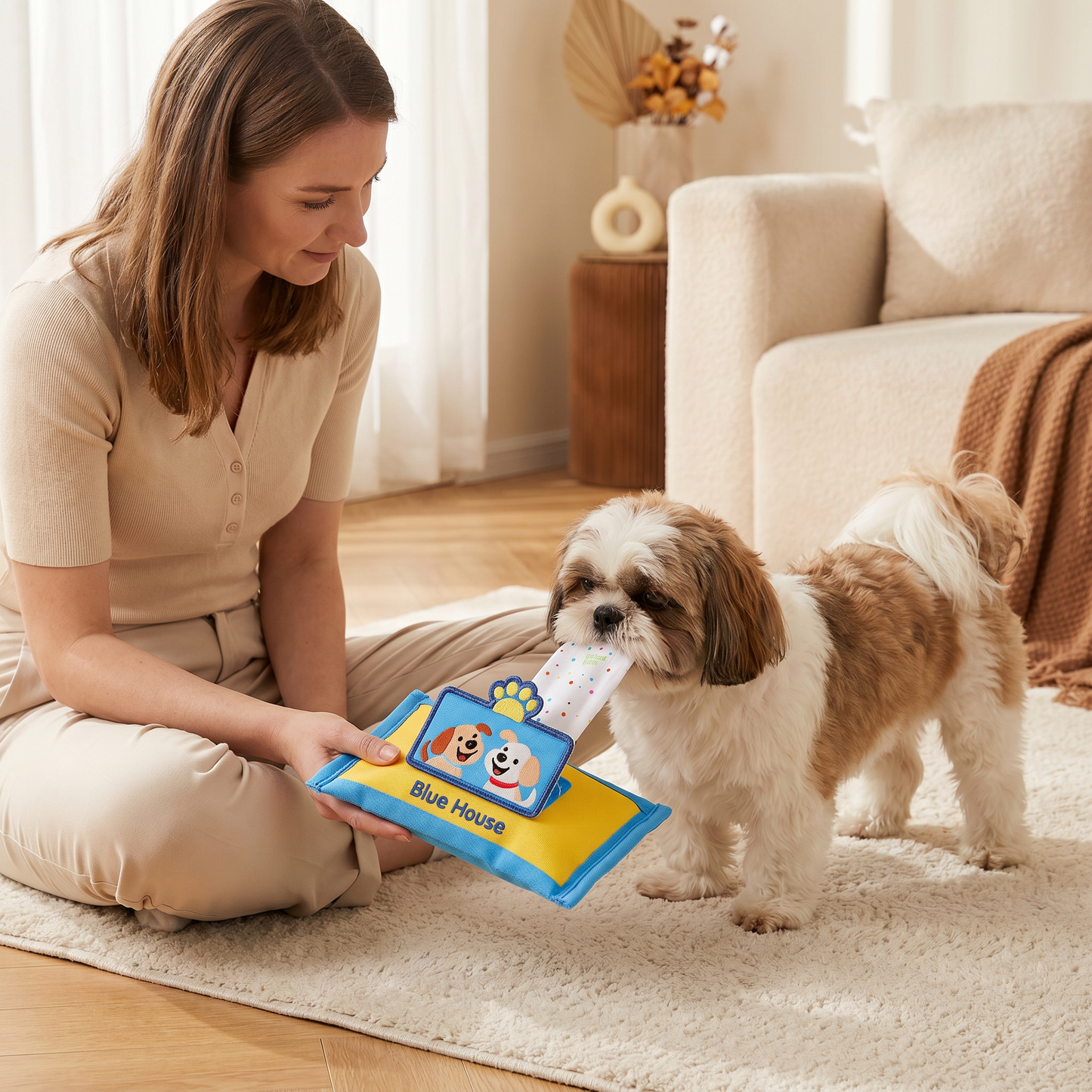 Langlebiges Schnüffelspielzeug für Hunde im Tuchbox Design – Mit Versteckfach & Quietschfunktion