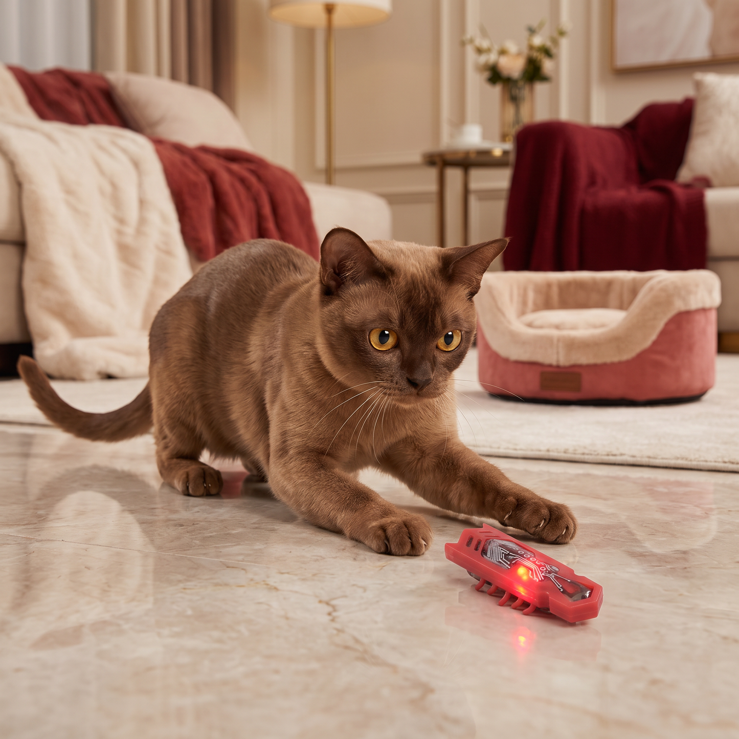 Interaktives Elektrisches Käfer Katzenspielzeug mit LED Licht und Automatischer Bewegung